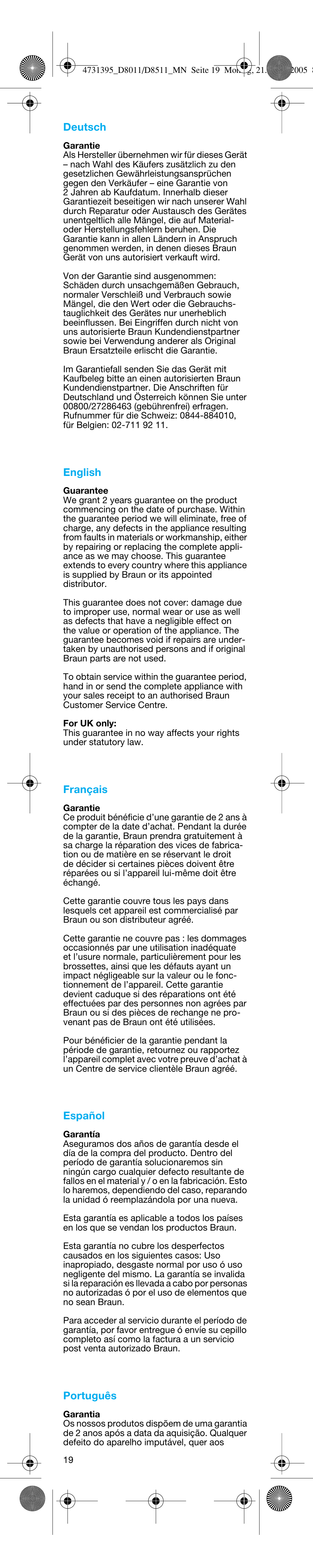 Braun D8011 Advance Power User Manual | Page 19 / 26