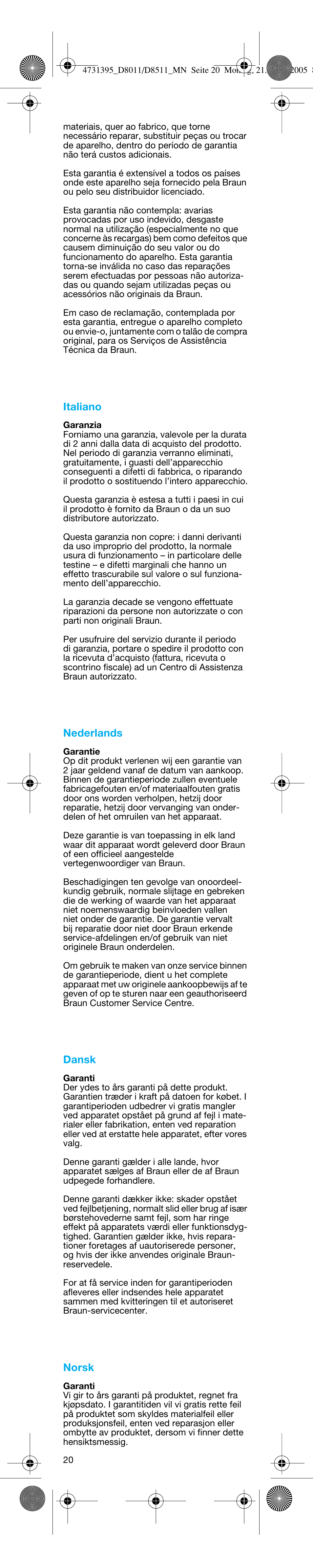 Braun D8011 Advance Power User Manual | Page 20 / 26