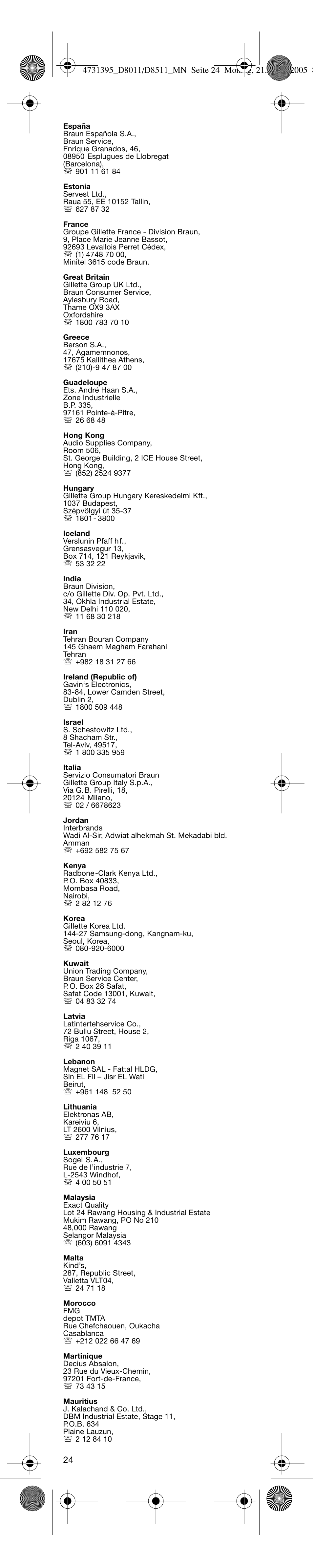 Braun D8011 Advance Power User Manual | Page 24 / 26