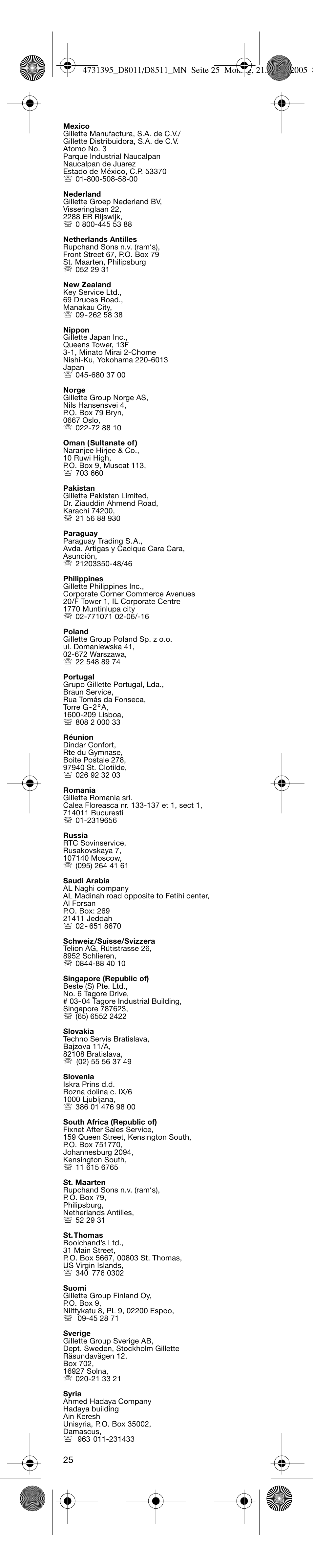 Braun D8011 Advance Power User Manual | Page 25 / 26