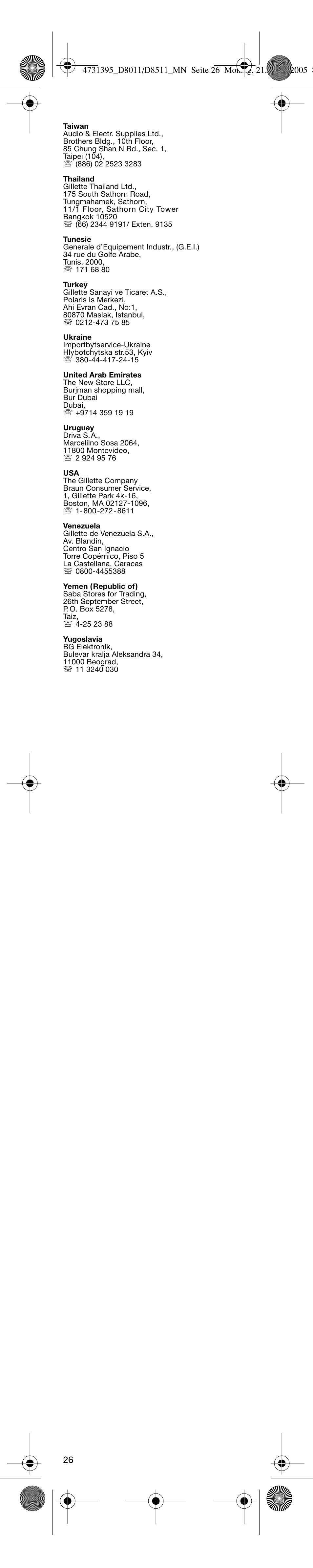 Braun D8011 Advance Power User Manual | Page 26 / 26