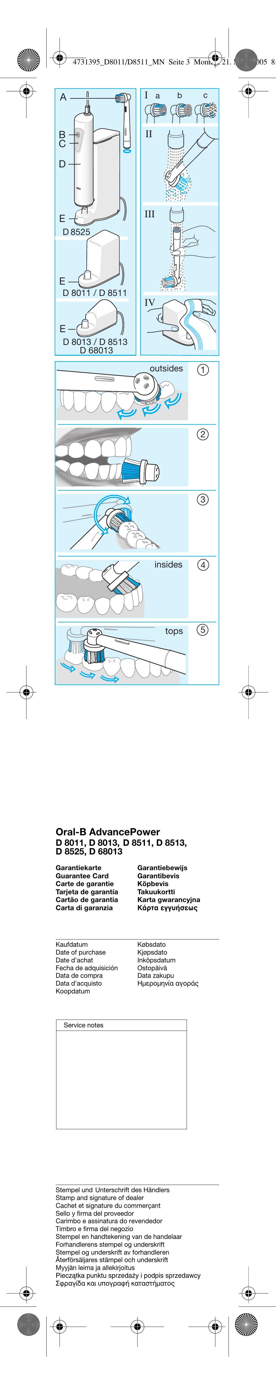 Ei ii iii iv b c d, Oral-b advancepower | Braun D8011 Advance Power User Manual | Page 3 / 26