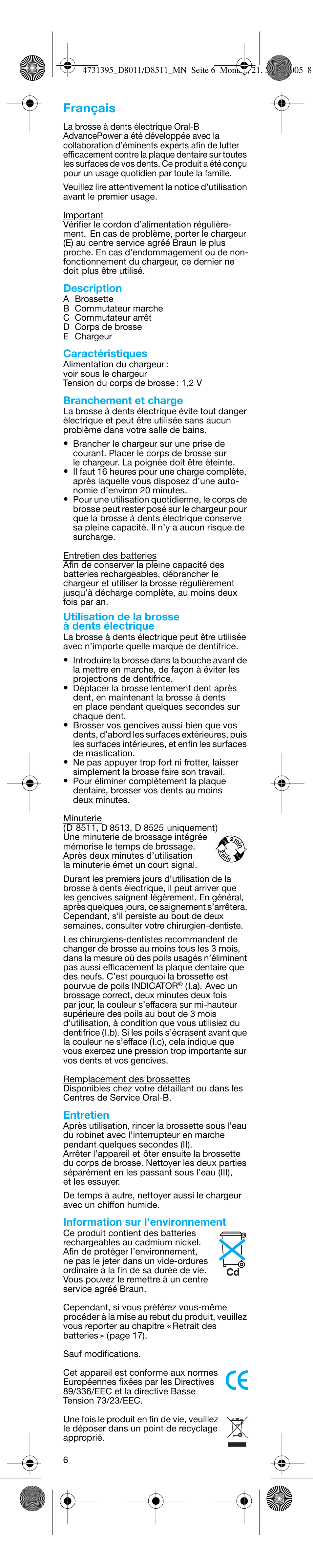 Français | Braun D8011 Advance Power User Manual | Page 6 / 26