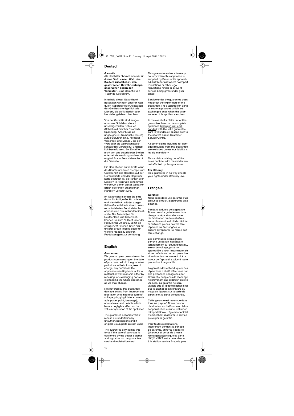 Braun D6011 Plak Control User Manual | Page 15 / 20