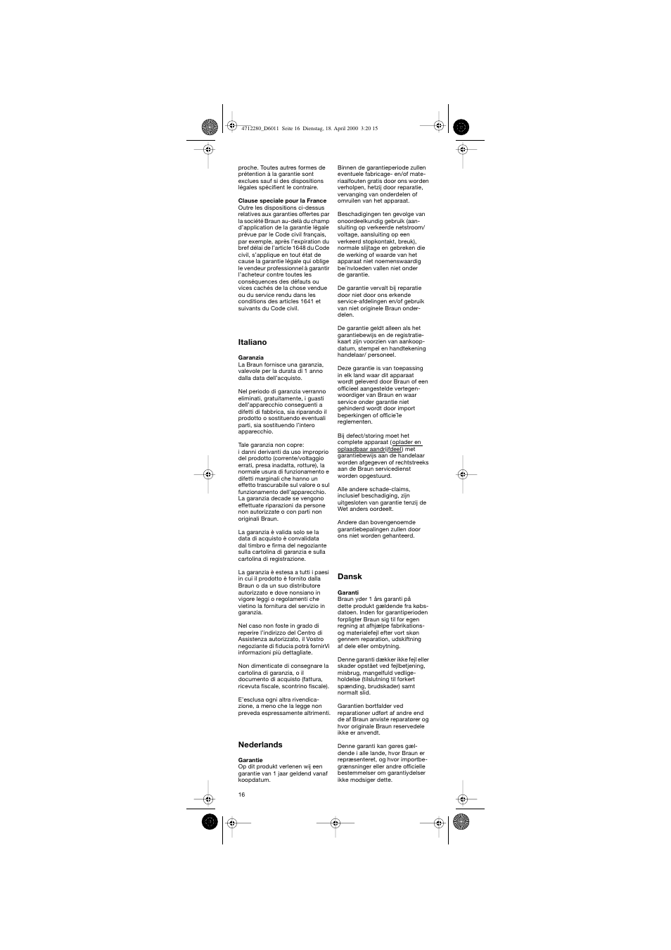 Braun D6011 Plak Control User Manual | Page 16 / 20