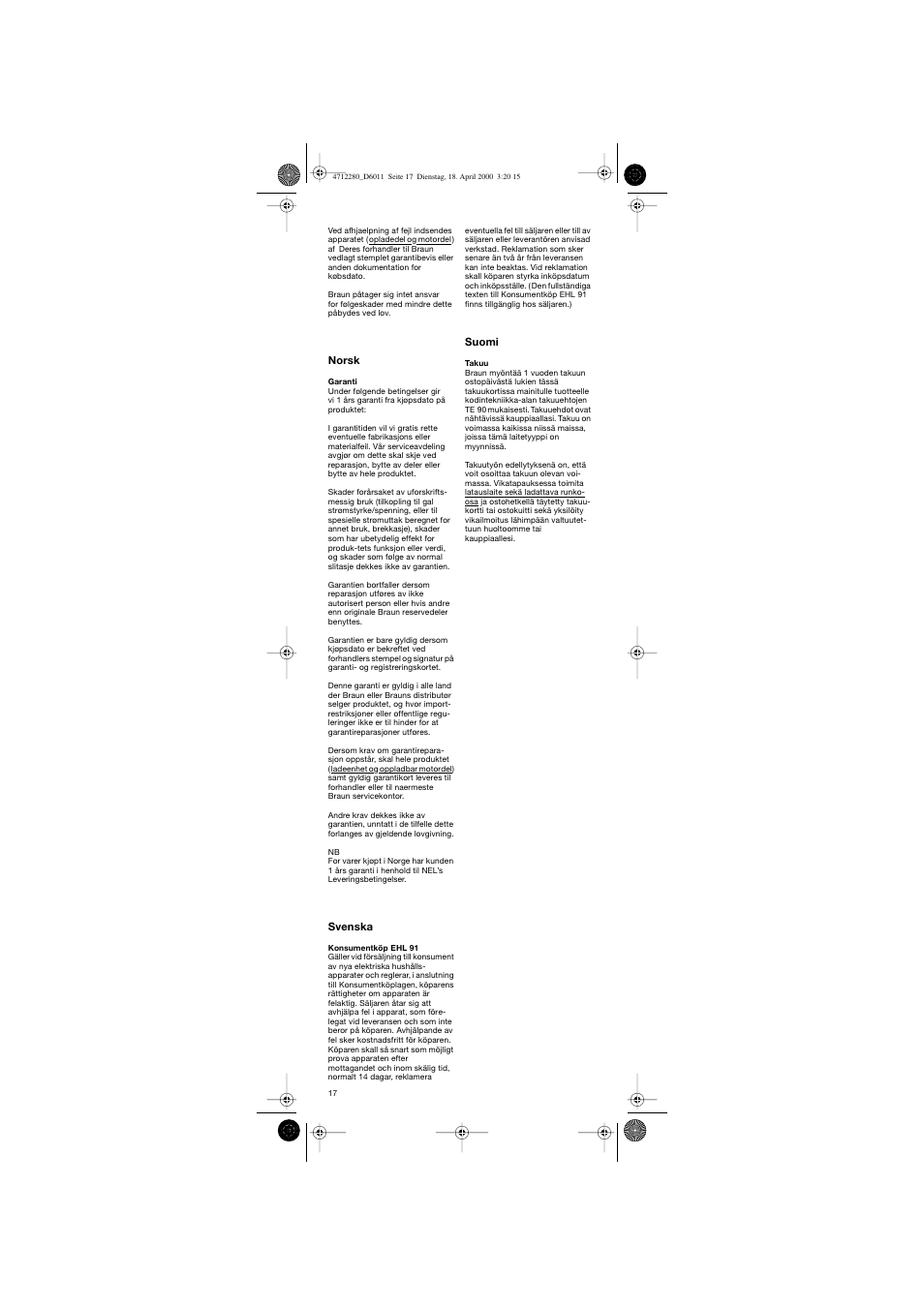 Braun D6011 Plak Control User Manual | Page 17 / 20