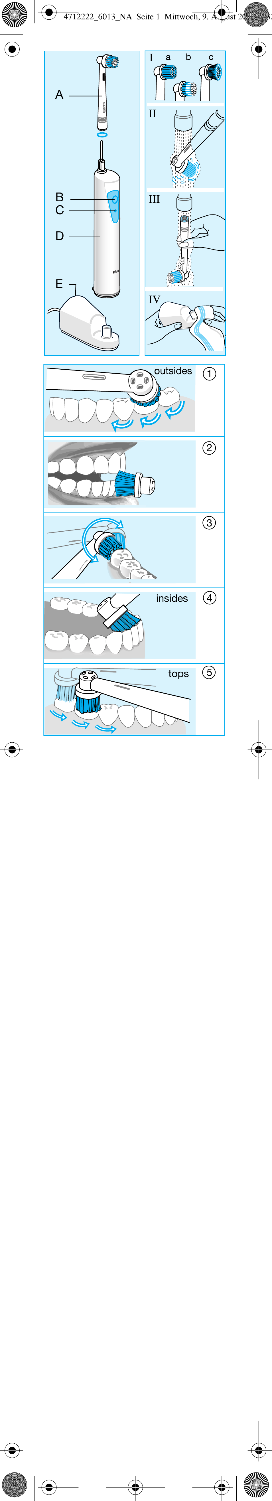 B c d e, Iii iv, Insides tops | Braun D6013 Plaque Remover User Manual | Page 2 / 16