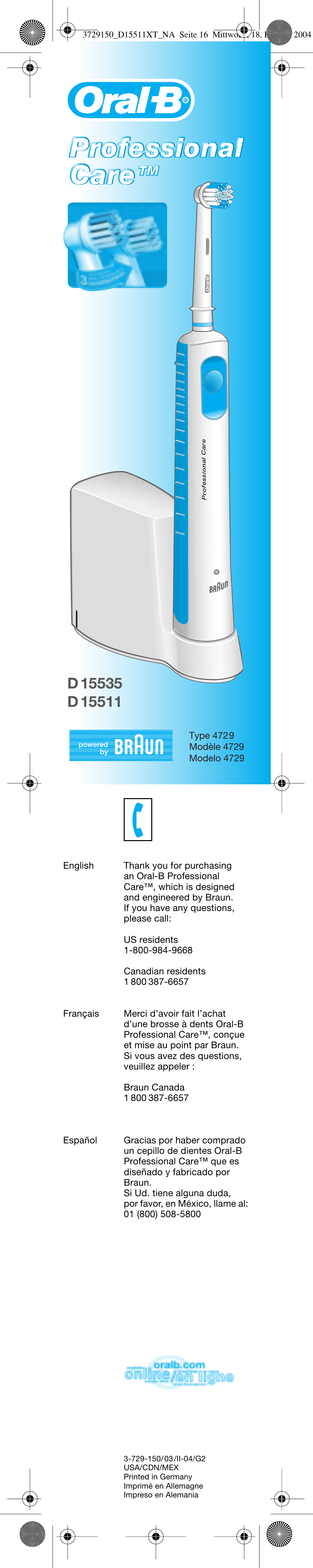Braun D15535 Professional Care User Manual | 16 pages