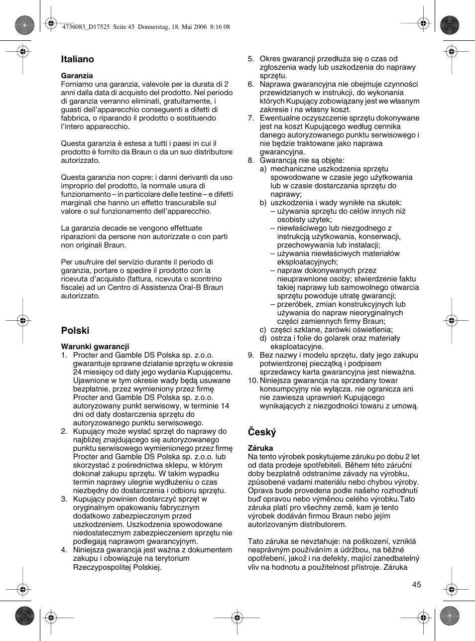 Braun D17525 Professional Care User Manual | Page 45 / 50