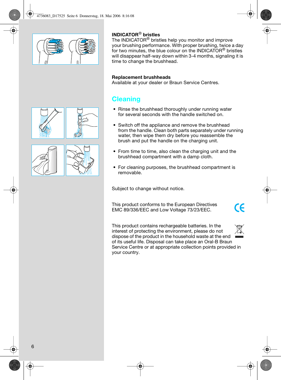 Cleaning | Braun D17525 Professional Care User Manual | Page 6 / 50