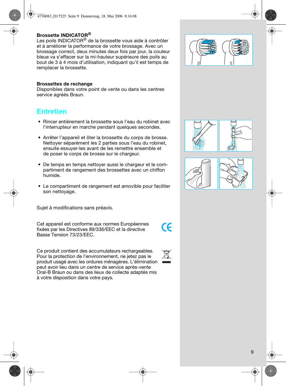 Entretien | Braun D17525 Professional Care User Manual | Page 9 / 50