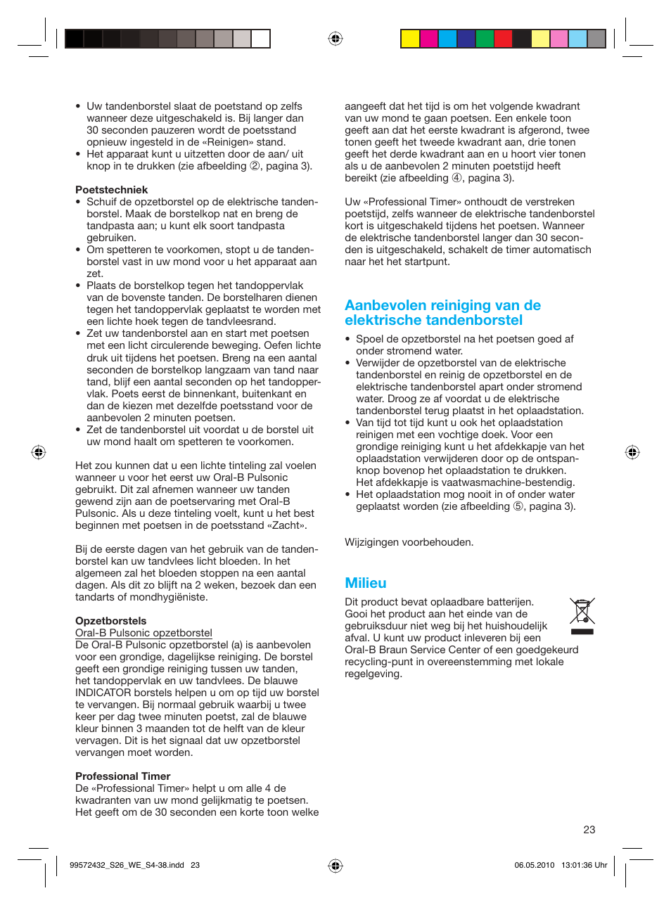 Milieu | Braun S26.523.3 Pulsonic User Manual | Page 23 / 36