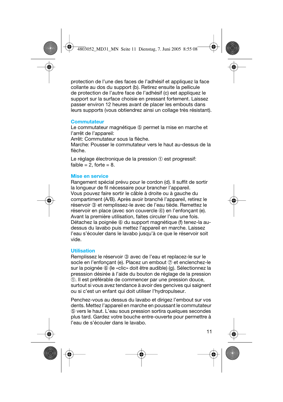 Braun MD31 Advance Power WaterJet User Manual | Page 11 / 34