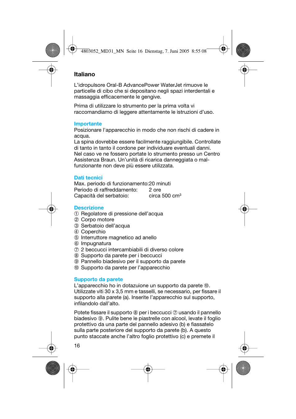 Braun MD31 Advance Power WaterJet User Manual | Page 16 / 34
