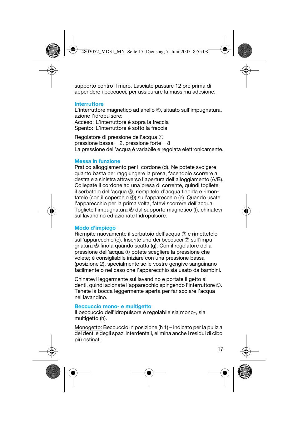 Braun MD31 Advance Power WaterJet User Manual | Page 17 / 34