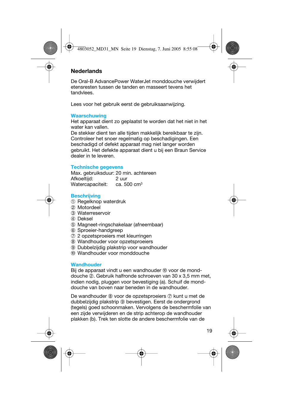 Braun MD31 Advance Power WaterJet User Manual | Page 19 / 34
