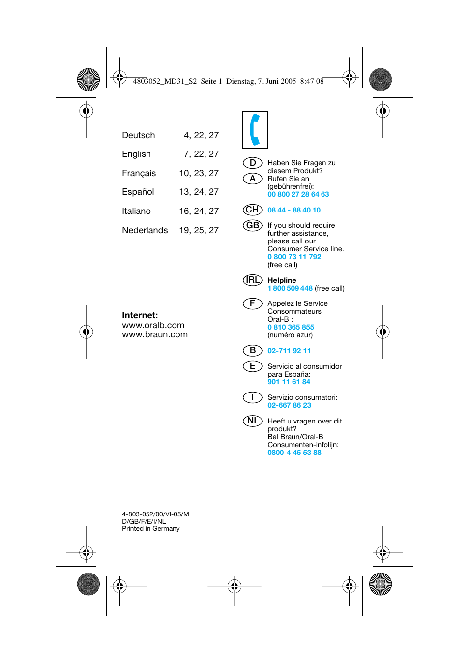 Braun MD31 Advance Power WaterJet User Manual | Page 2 / 34