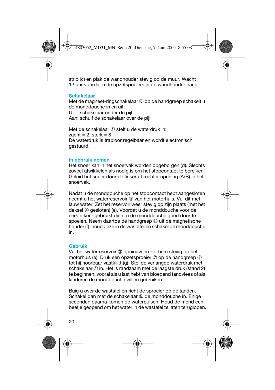 Braun MD31 Advance Power WaterJet User Manual | Page 20 / 34
