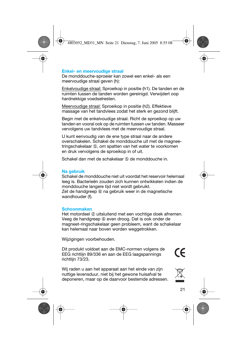 Braun MD31 Advance Power WaterJet User Manual | Page 21 / 34