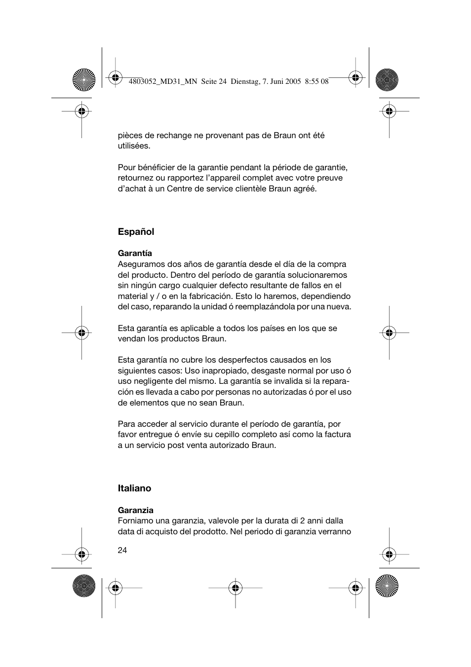 Braun MD31 Advance Power WaterJet User Manual | Page 24 / 34