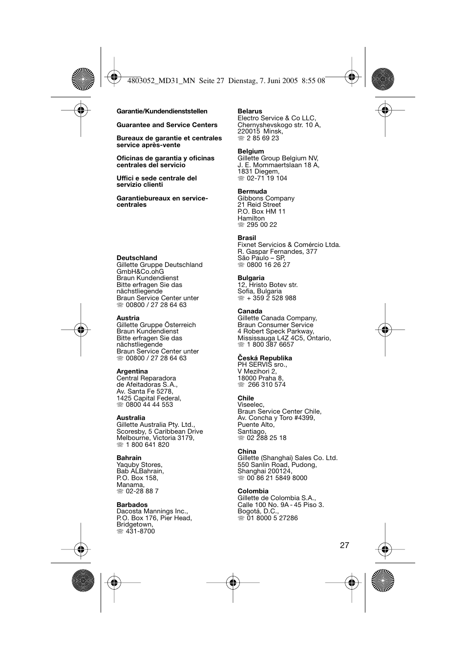 Braun MD31 Advance Power WaterJet User Manual | Page 27 / 34