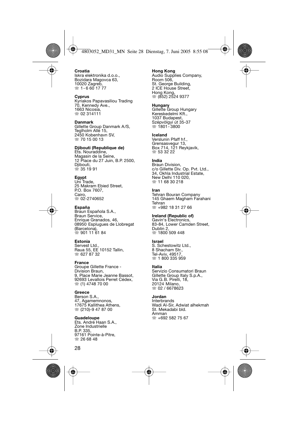 Braun MD31 Advance Power WaterJet User Manual | Page 28 / 34