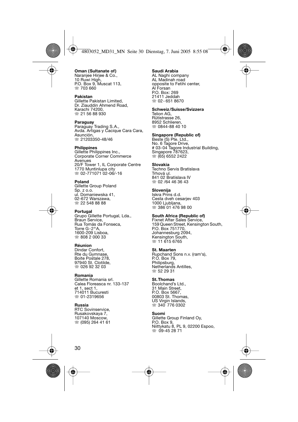 Braun MD31 Advance Power WaterJet User Manual | Page 30 / 34