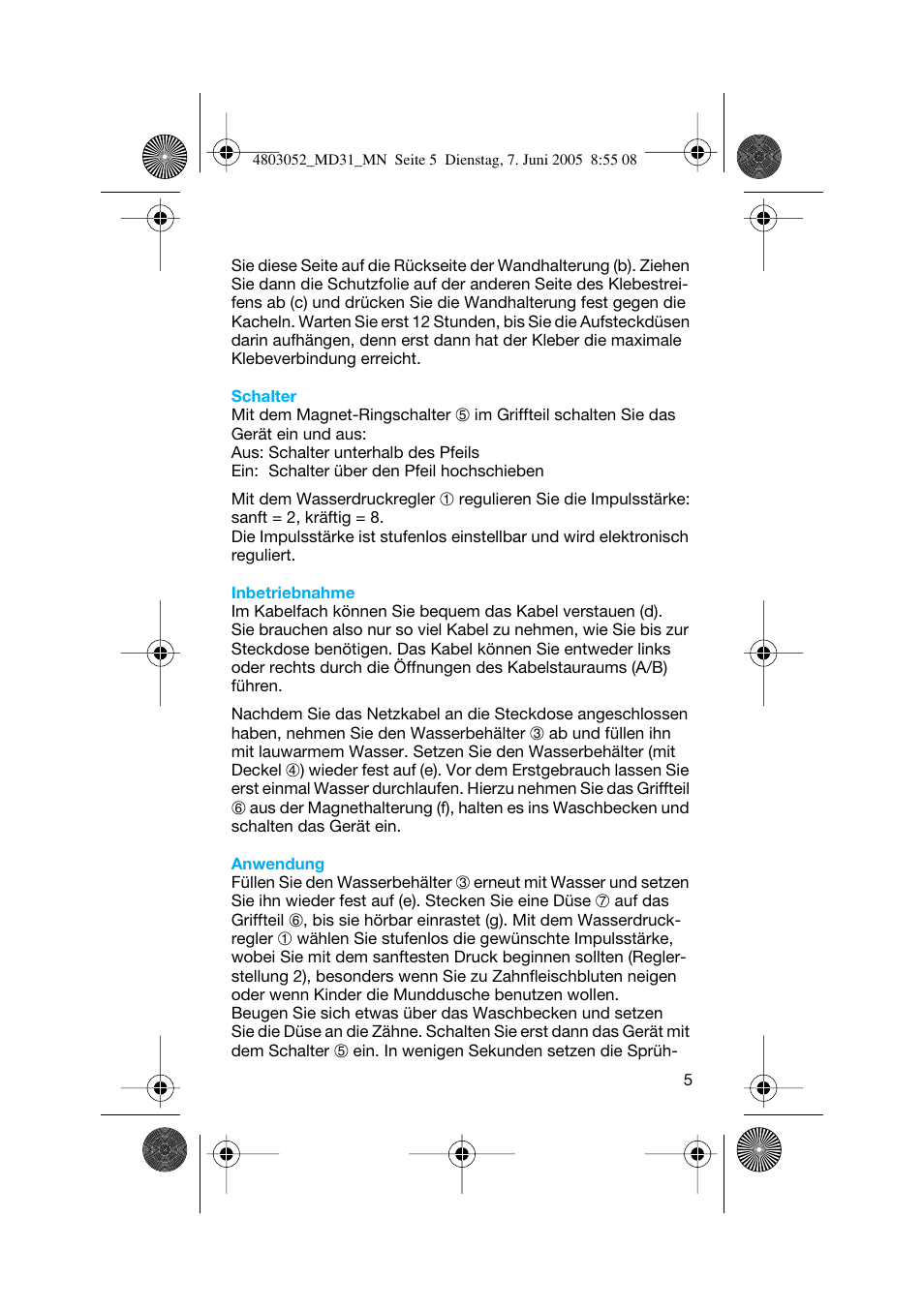 Braun MD31 Advance Power WaterJet User Manual | Page 5 / 34