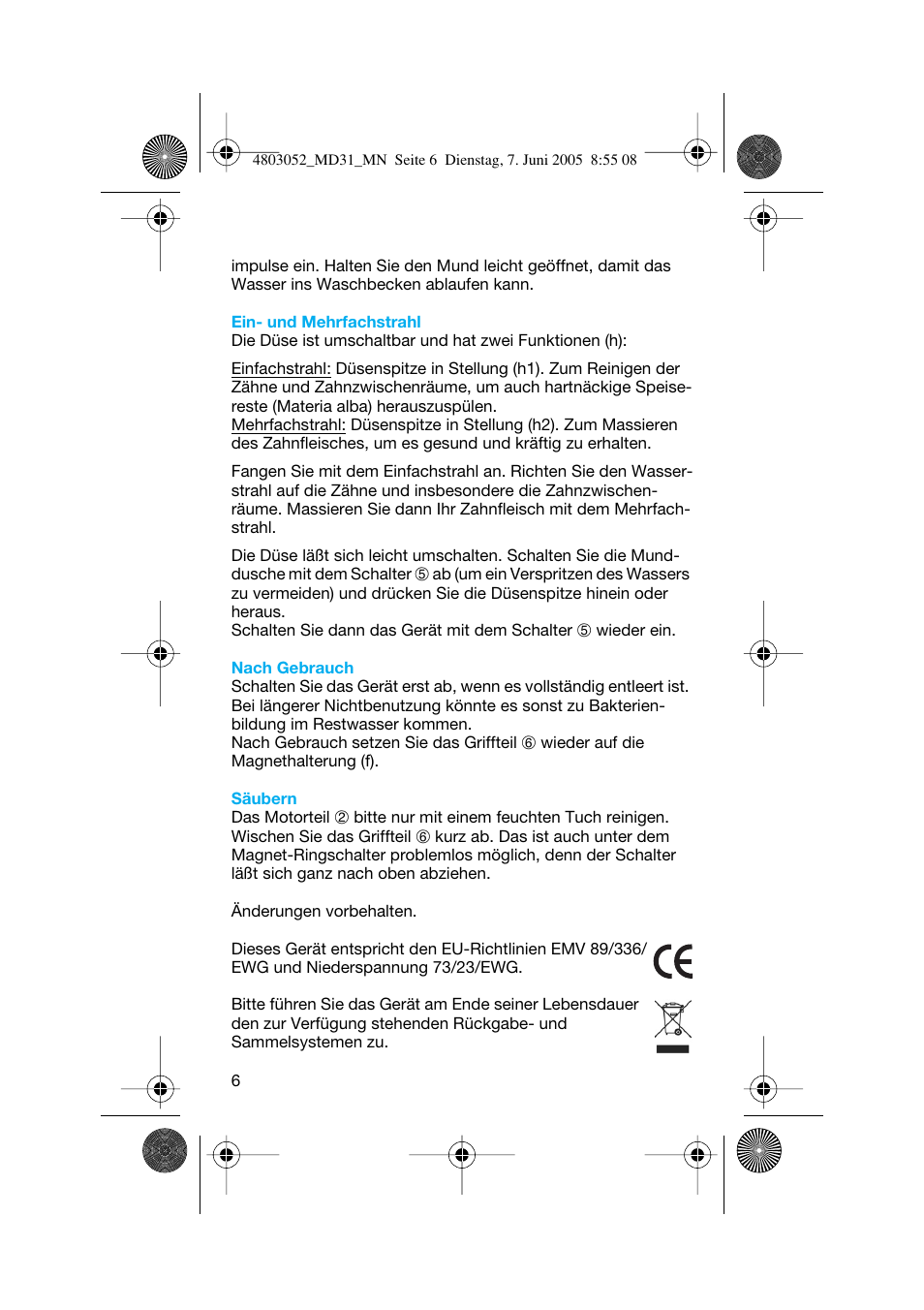Braun MD31 Advance Power WaterJet User Manual | Page 6 / 34