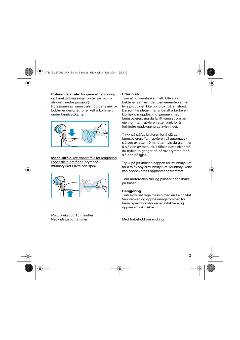 Braun MD15 OxyJet User Manual | Page 21 / 45