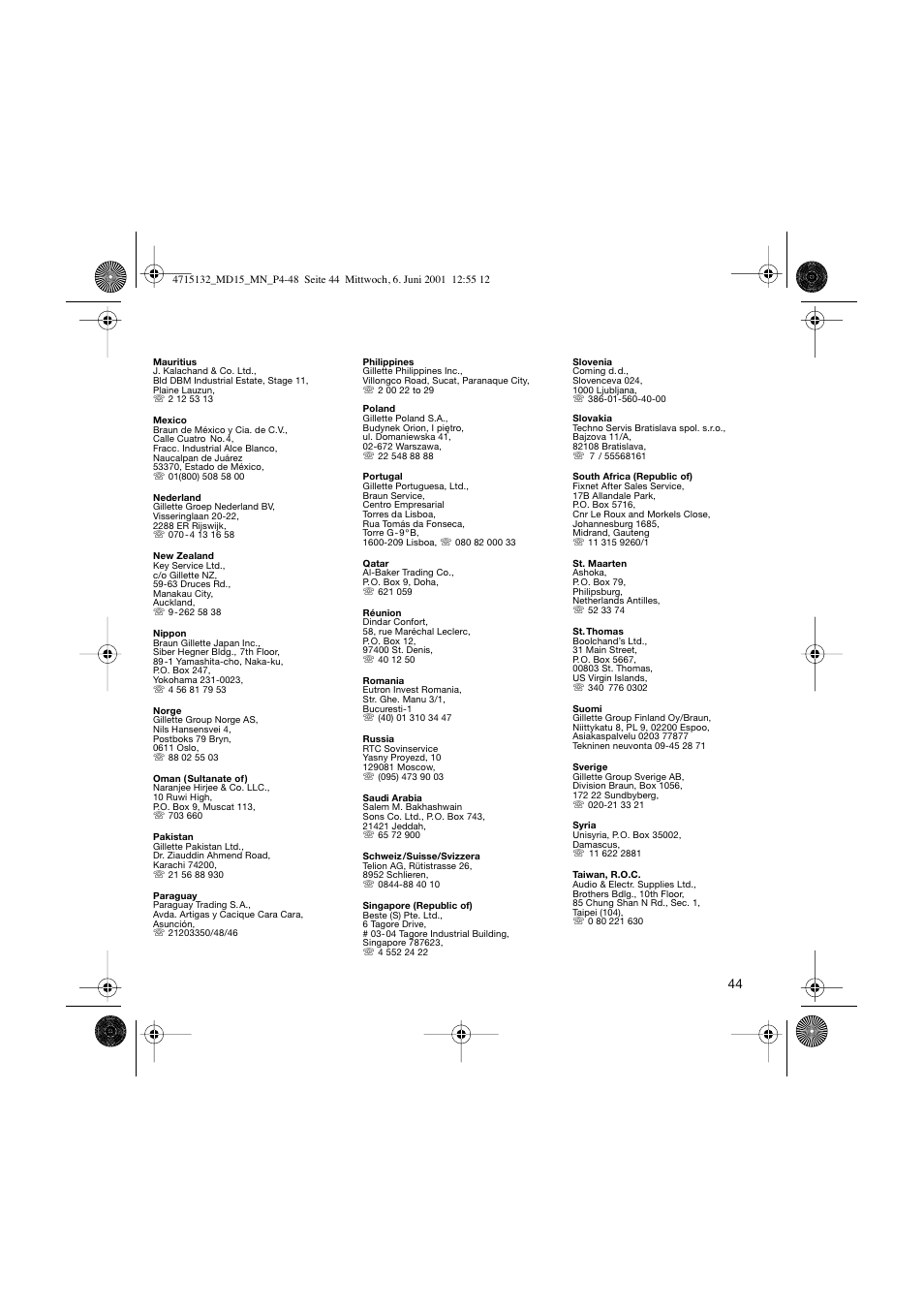 Braun MD15 OxyJet User Manual | Page 44 / 45