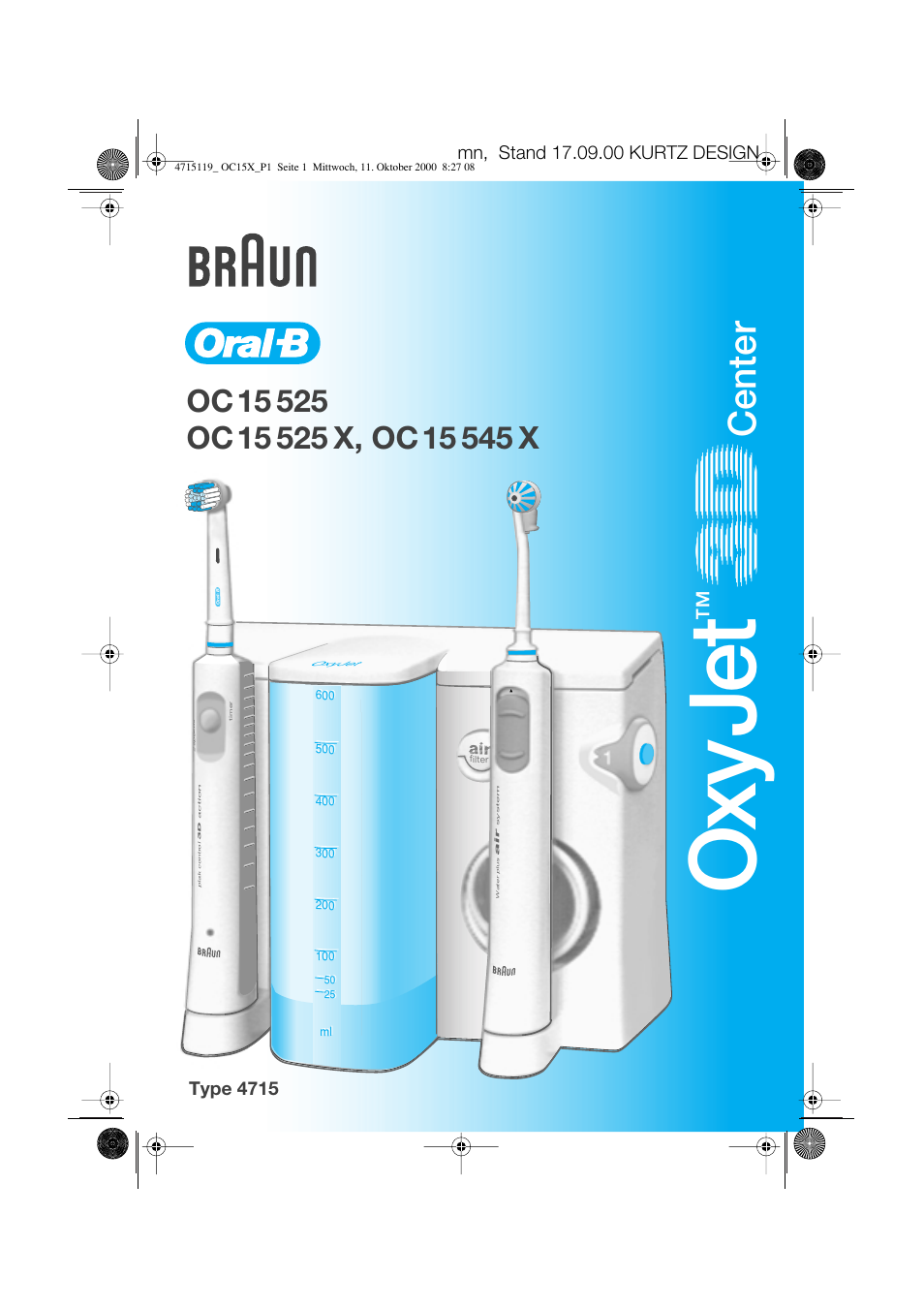 Braun OC15525 OxyJet 3D Center User Manual | 96 pages