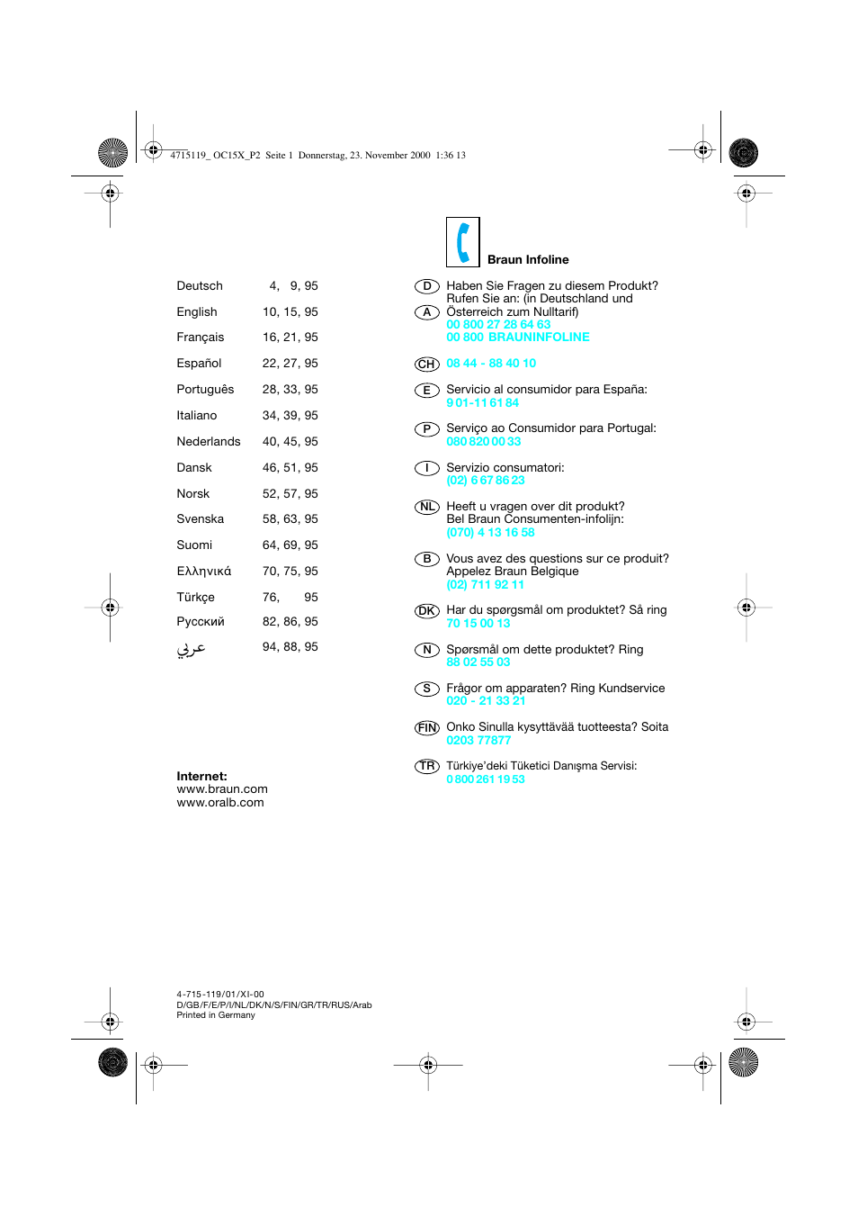 Braun OC15525 OxyJet 3D Center User Manual | Page 2 / 96