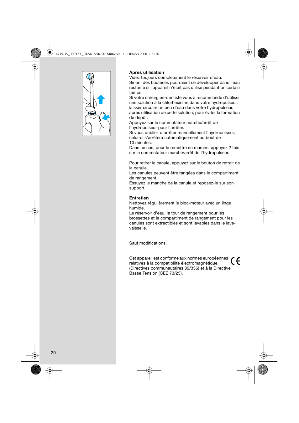 Braun OC15525 OxyJet 3D Center User Manual | Page 20 / 96