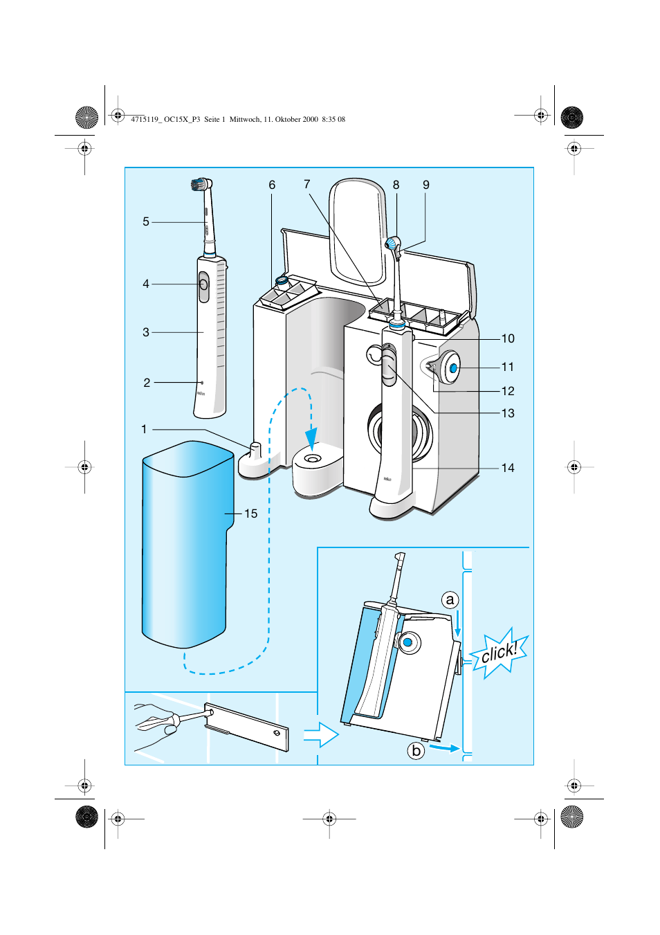 Click | Braun OC15525 OxyJet 3D Center User Manual | Page 3 / 96