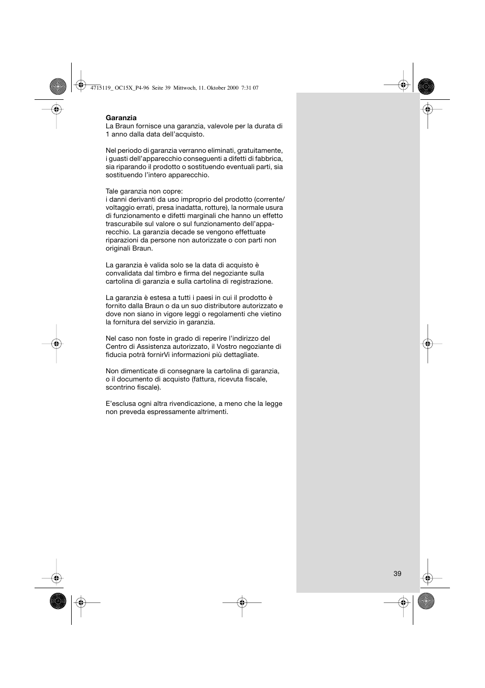 Braun OC15525 OxyJet 3D Center User Manual | Page 39 / 96