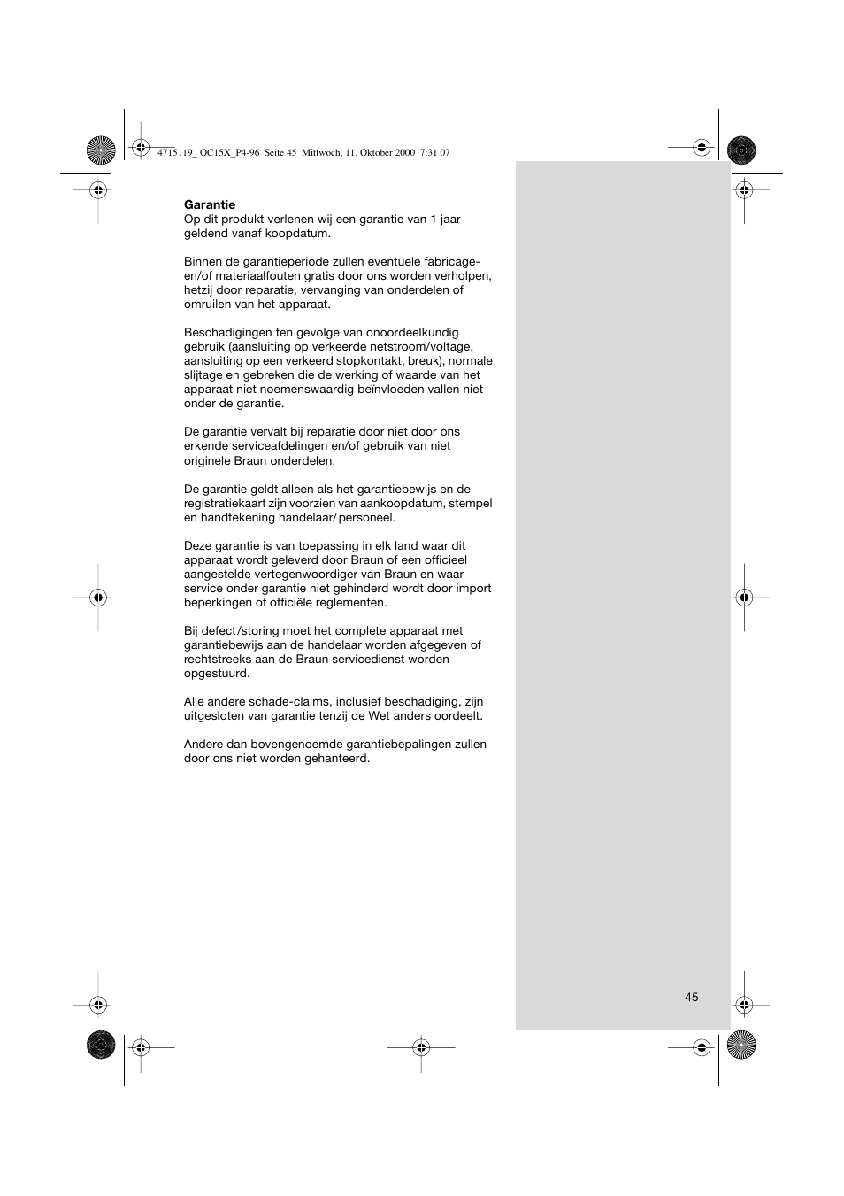 Braun OC15525 OxyJet 3D Center User Manual | Page 45 / 96