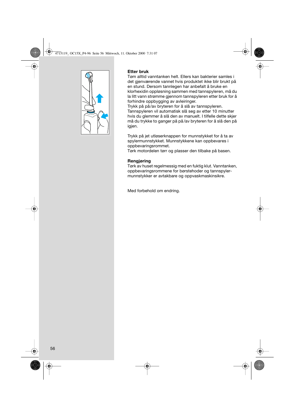 Braun OC15525 OxyJet 3D Center User Manual | Page 56 / 96