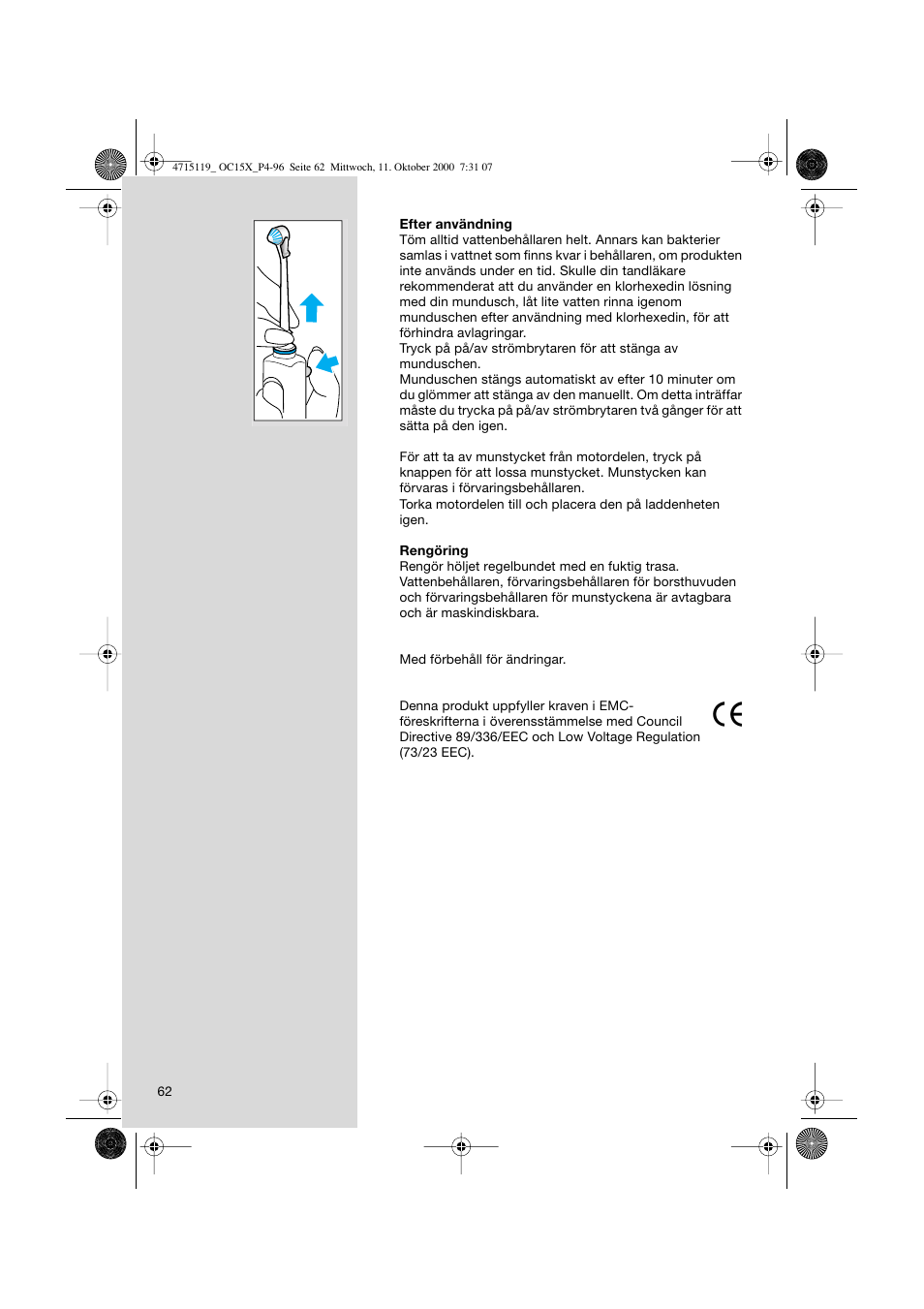 Braun OC15525 OxyJet 3D Center User Manual | Page 62 / 96
