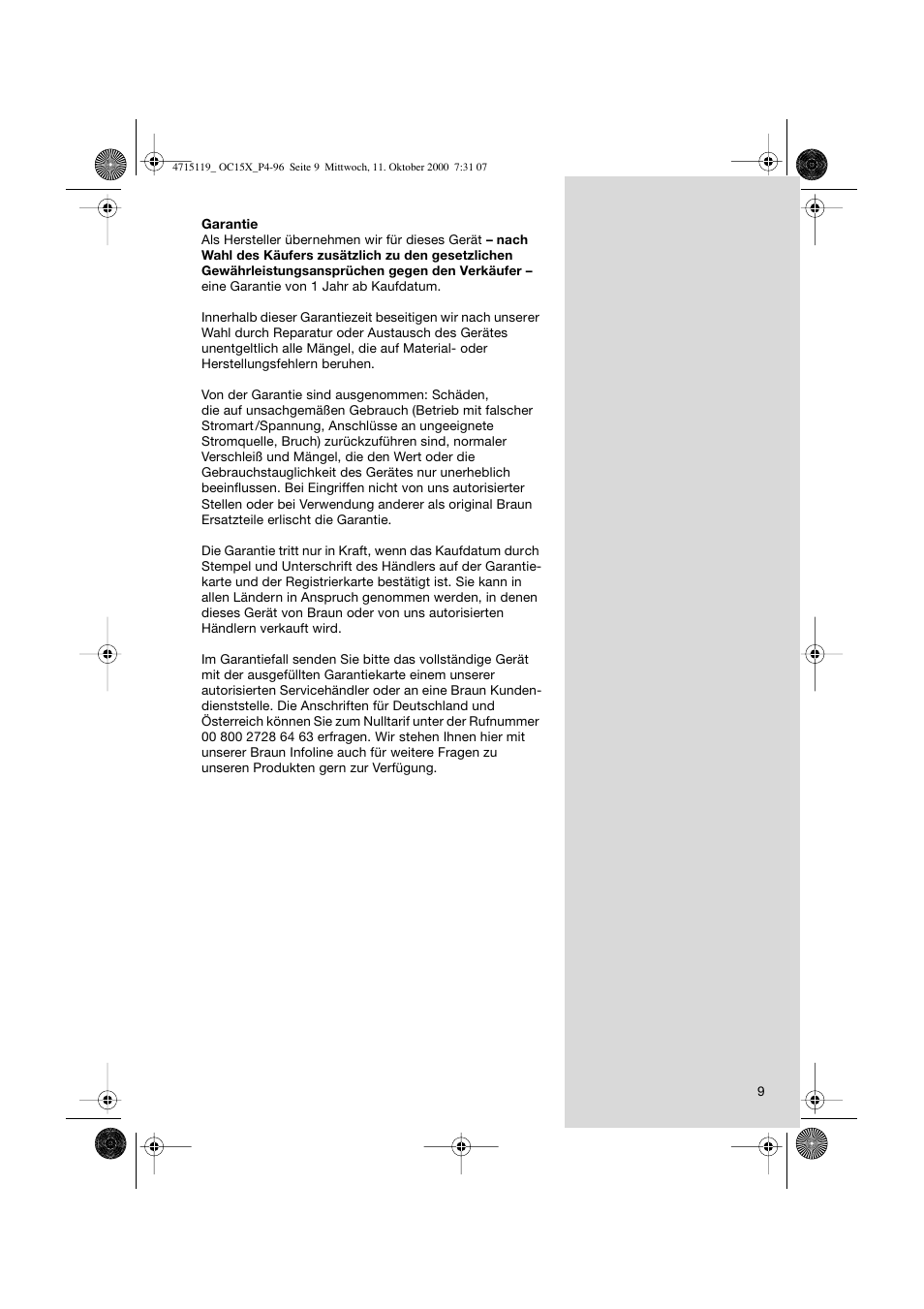 Braun OC15525 OxyJet 3D Center User Manual | Page 9 / 96