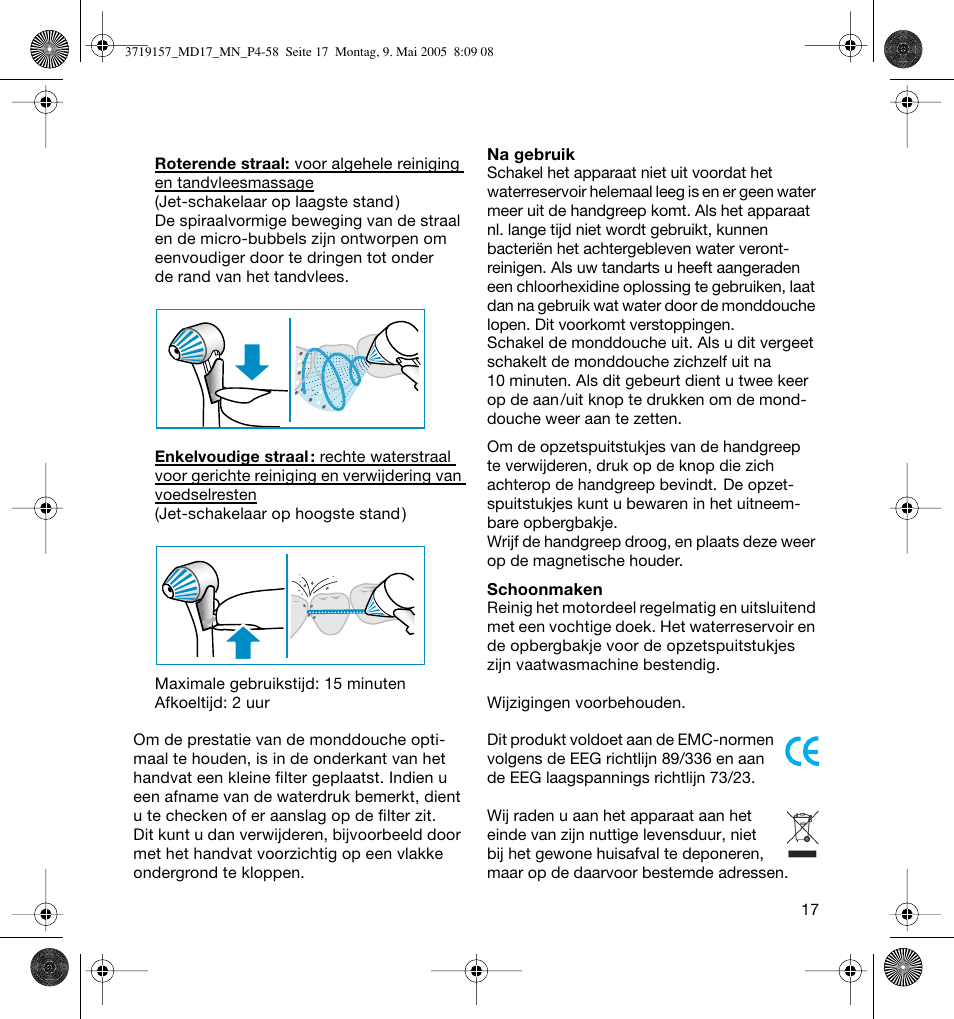 Braun MD17 Professional Care OxyJet User Manual | Page 17 / 54