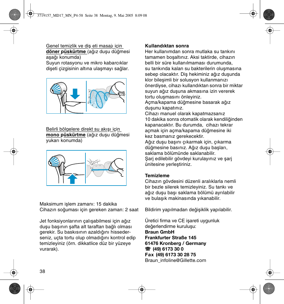 Braun MD17 Professional Care OxyJet User Manual | Page 38 / 54