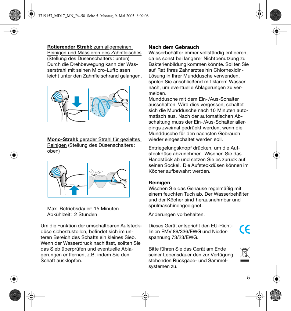 Braun MD17 Professional Care OxyJet User Manual | Page 5 / 54