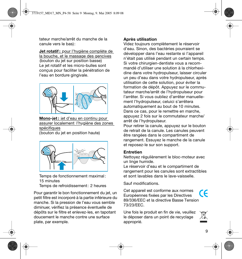 Braun MD17 Professional Care OxyJet User Manual | Page 9 / 54