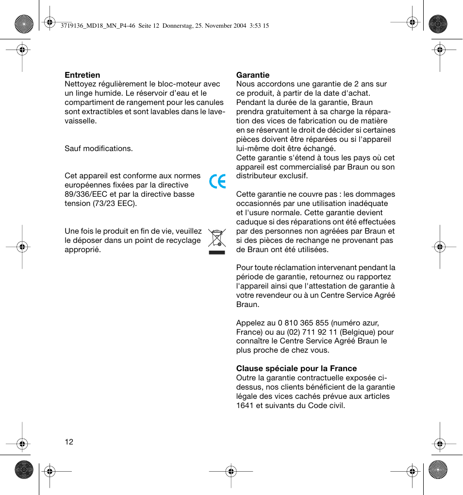 Braun MD18 Professional Care OxyJet User Manual | Page 12 / 44