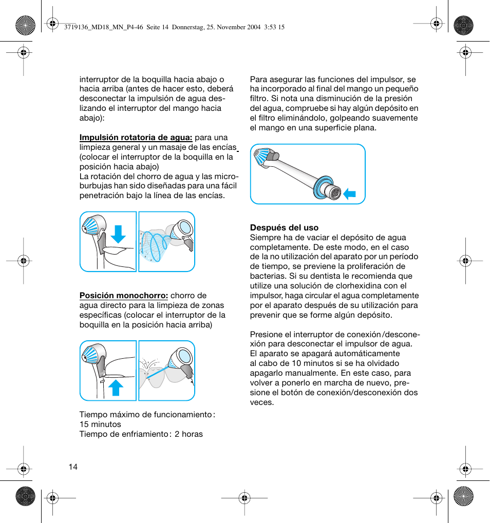 Braun MD18 Professional Care OxyJet User Manual | Page 14 / 44