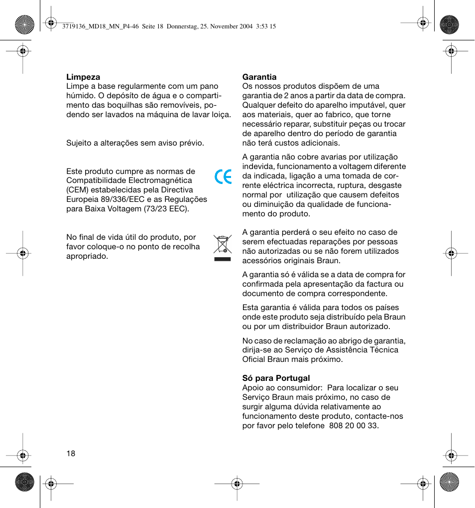 Braun MD18 Professional Care OxyJet User Manual | Page 18 / 44