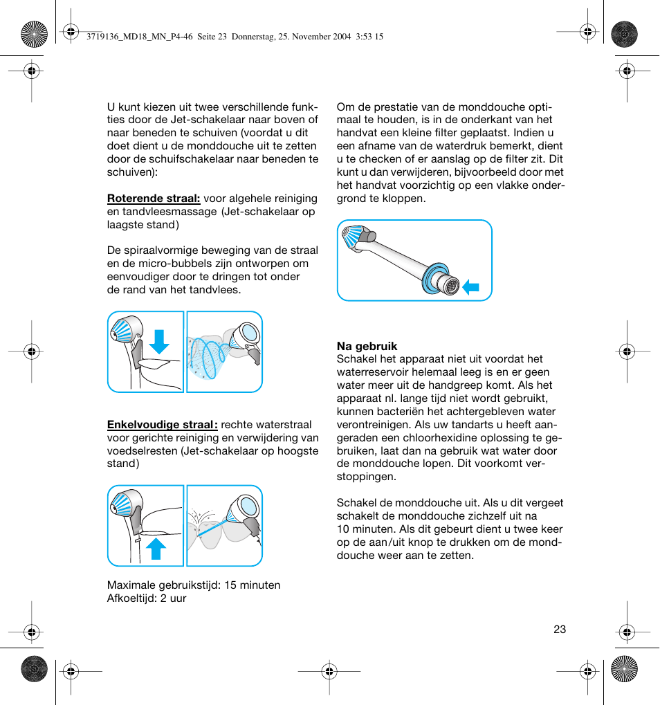 Braun MD18 Professional Care OxyJet User Manual | Page 23 / 44