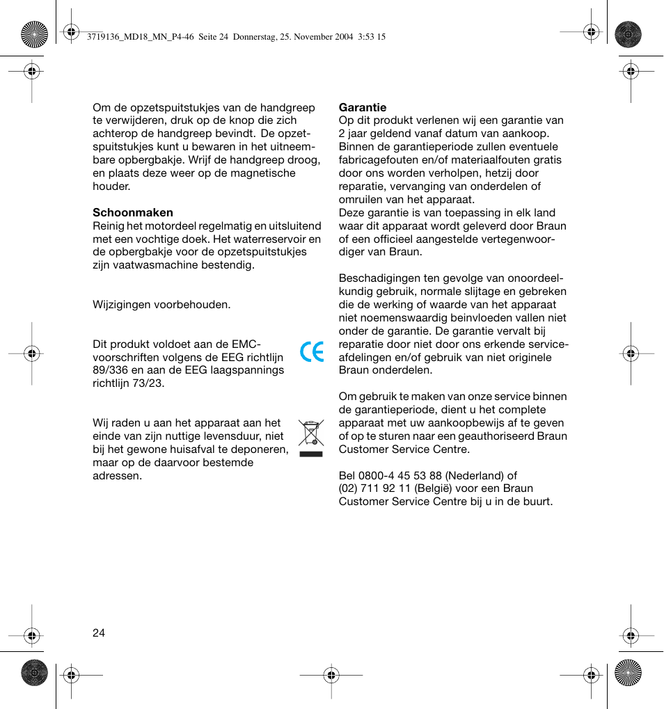 Braun MD18 Professional Care OxyJet User Manual | Page 24 / 44