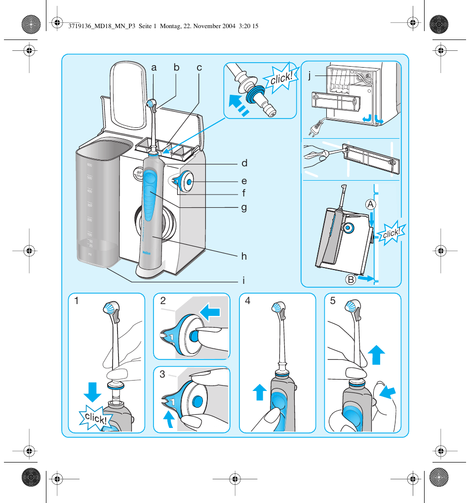 Click | Braun MD18 Professional Care OxyJet User Manual | Page 3 / 44